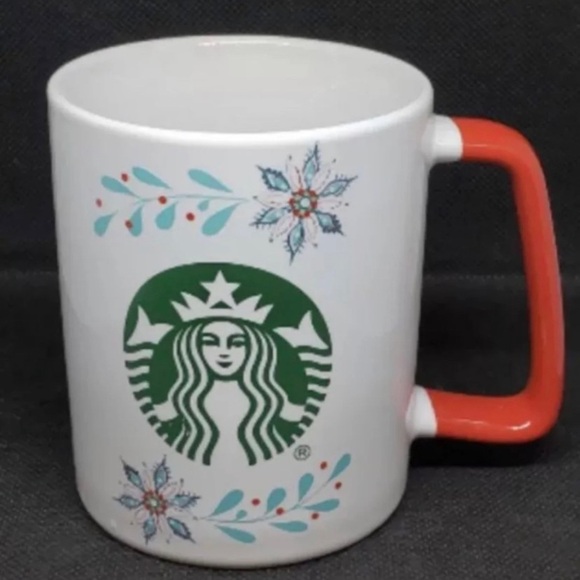 STARBUCKS 2020 Christmas Holly Holiday 11oz Coffee Mug With Red Handle - Picture 1 of 3